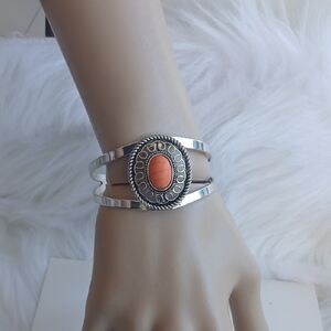 Paparazzi Silver Bracelet with Marble Orange Accent